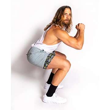 maamgic Mens 5" Gym Running Shorts for Men 2 in 1 Quick Dry Workout Athletic Shorts Gray Triangle Medium