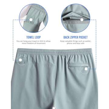 maamgic Mens 5" Gym Running Shorts for Men 2 in 1 Quick Dry Workout Athletic Shorts Gray Triangle Medium