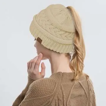 Rosoz Ponytail Beanie for Women - Warm and Stylish