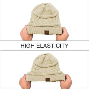 Rosoz Ponytail Beanie for Women - Warm and Stylish