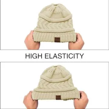 Rosoz Ponytail Beanie for Women - Warm and Stylish