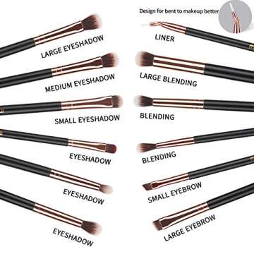MSQ Eye Makeup Brushes 12pcs Rose Gold Eyeshadow Makeup Brushes Set with Soft Synthetic Hairs & Real...