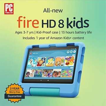 Amazon Fire HD 8 Kids Tablet - 32GB, HD Display, Blue