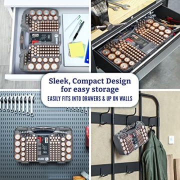 Battery Organizer Case with Tester - Store Up to 180 Batteries