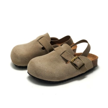 Adorable East Bajia Suede Clogs for Kids Slip-on Sandals