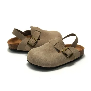 Adorable East Bajia Suede Clogs for Kids Slip-on Sandals