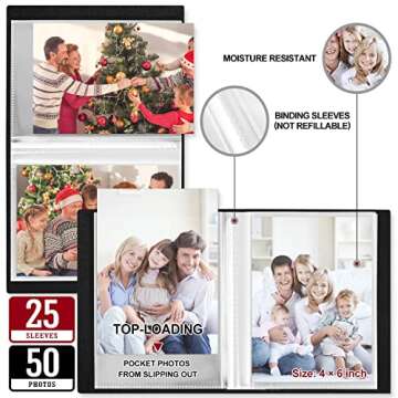 Lanpn Photo Album 4x6 50 Pictures 2 Packs, Small Mini Capacity Linen Photo Book Sets, Each Pack Holds 100 Top Loader Vertical Only Picture for Kids Boy Girls Beige