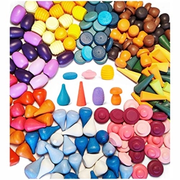 MIKNEKE 162 Wooden Loose Parts Sensory Bin Filler Toys, Mandala Rainbow Stacker Open Ended Toys, 27 ...