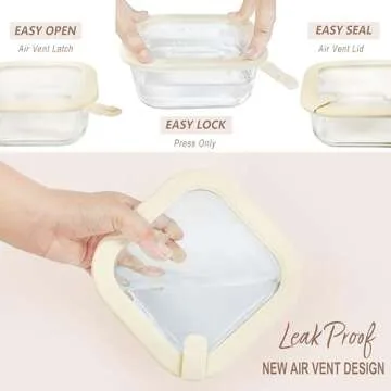 Urban Green Glass Food Storage Containers with Glass Lids, Microwave Safe Glass Food Container Set, Airtight Glass Food Container Set, LeakProof, 100% Plastic Free, White Color, 4pack