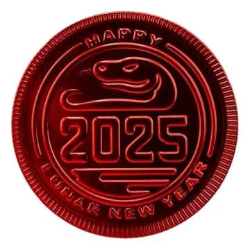 Foiled Again! 2025 Lunar New Year Chocolate Coins - Year of the Snake - Gold and Red Foil - Prosperity and Good Fortune Gift - Pure Belgian Chinese New Year Red Envelope Fill