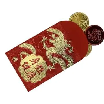 Foiled Again! 2025 Lunar New Year Chocolate Coins - Year of the Snake - Gold and Red Foil - Prosperity and Good Fortune Gift - Pure Belgian Chinese New Year Red Envelope Fill