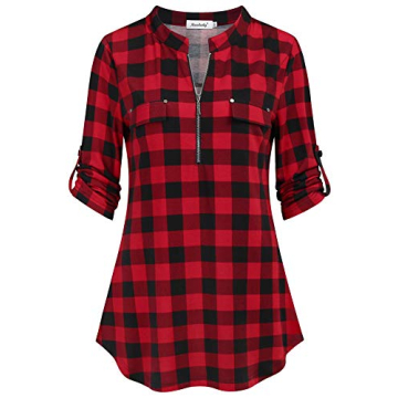 Ninedaily Women’s Christmas Plaid Tunic Tops - Casual Fall Fashion