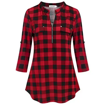 Ninedaily Women’s Plaid Tunic Tops for Christmas