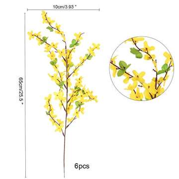 HO2NLE 6 PCS Yellow Silk Artificial Winter Jasmine Orchids for Home & Wedding Decoration