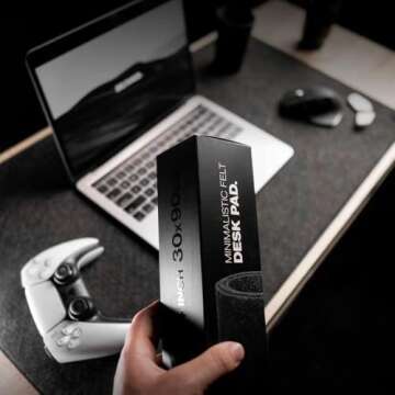 DELTAHUB - Minimalistic Felt Desk Protective Pad, Anti-Fray, Anti-Slip, Easy to Clean, Easy Glide, Long Lasting, Sleek Design, Comfortable, Resistant, Desk Mat, PC, Mac, Laptop - Medium (12x35inch)