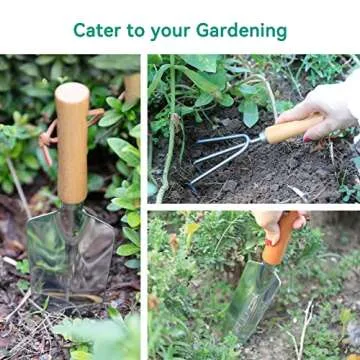 Garden Tool Set, 3 Pieces Stainless Steel Heavy Gardening Kit Including Hand Shovel, Transplant Shovel and Hand Rake with Ergonomic Wooden Handle, Ideal Gardening Gifts for Women.