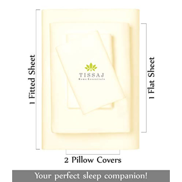 Tissaj Organic Cotton Queen Sheets - Luxury Eco Bedding Set