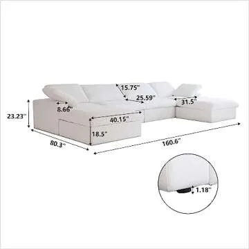 Comfortable U-Shaped Cloud Couch with Removable Covers