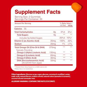 Feel Great Vitamin Co. Complete DHA Gummies for Kids | with Omega 3 6 9 + DHA, Vitamin C | Supports Healthy Brain Function, Vision & Heart Health | Gluten Free, Vegetarian | 60 Gummies