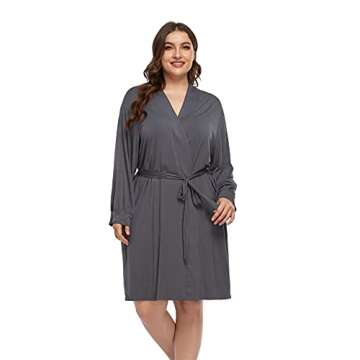 Plus Size Robes for Women Short Modal Knit Maternity Robes Plus Size Soft Kimono Robes Sleepwear, Da...