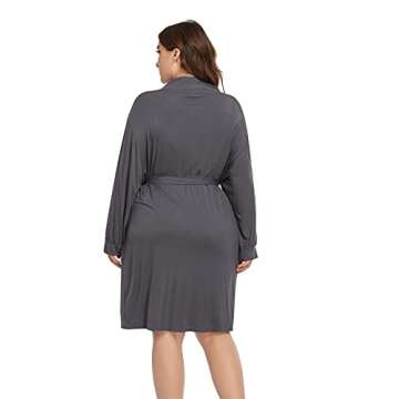 Plus Size Robes for Women Short Modal Knit Maternity Robes Plus Size Soft Kimono Robes Sleepwear, Dark Grey
