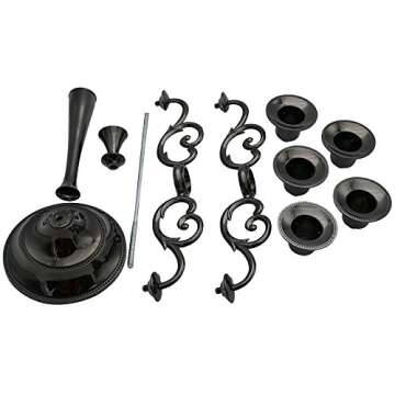 5 Candle Metal Candelabra Candlestick Holders 10.24 inch Tall Candle Holder Wedding Event Candelabra（Black）