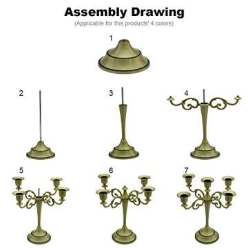 5 Candle Metal Candelabra Candlestick Holders 10.24 inch Tall Candle Holder Wedding Event Candelabra（Black）