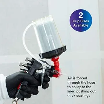 3M PPS 2.0 H/O Pressure Cup with Air Hose, 26121, Midi, 13.5 Ounces, Use with 3M Accuspray HGP Spray Gun for Thick High-Viscosity Latex Paints, Varnishes, Coatings and Primers, 1 Pack