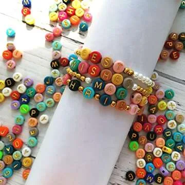 Amaney 1000pcs Colorful Acrylic Letter Beads for Crafts