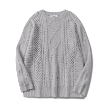 ANRABESS Sweaters for Women Oversized Crewneck Long Sleeve Casual Loose Cable Knit Pullover
