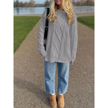 Stylish Oversized Cable Knit Sweater for Women by ANRABESS