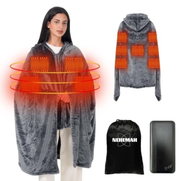 Heating Blanket with 20000mAh 22.2W Power Bank, 71''x 43'' Large Size for Big Man, 3 Heating Levels ...