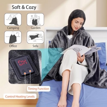 Portable Heated Throw Blanket with Power Bank for Comfort
