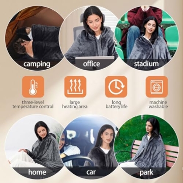 Portable Heated Throw Blanket with Power Bank for Comfort