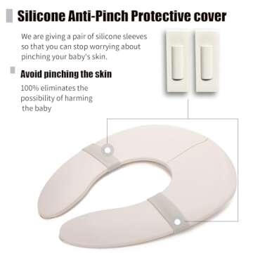 Funbliss Portable Potty Training Seat Foldable & Secure Toilet Seat for Toddlers Travel Friendly Design Non Slip Suction Cups Anti Pinch Pads Grey