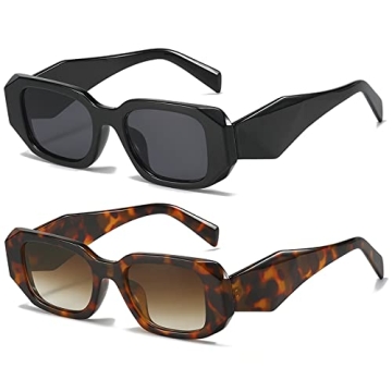 Trendy Rectangle Sunglasses for Women - 90s Retro Style Sun Glasses Outdoor Travel 100% UV Protectio...