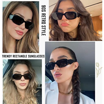 Trendy Rectangle Sunglasses for Women - 90s Retro Style