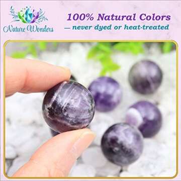 Nature Wonders Crystal Ball Sphere Amethyst (Deep Violet) 7 Spheres 1”, 24-26mm for Reiki, Energy Healing, Meditation, Palm Stones, TouchStones