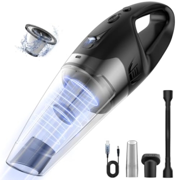 BSRCO Handheld Vacuum Cordless, Lightweight 1.65 lbs Car Vacuum, USB Charge, LED Light, Washable HEP...