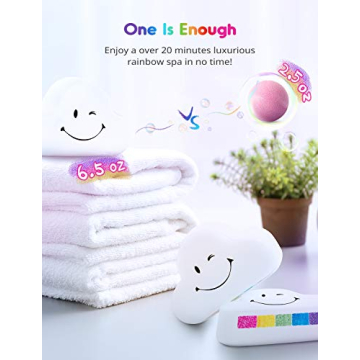 Rainbow Bath Bombs Gift Set, Ribivaul XXXL Size 6.5oz Handmade Bath Bombs with Natural Ingredients, Cloud Bath Bomb with Rich Bubbles for Kids/Women, Great Gift Idea for Mother's Day, Birthday