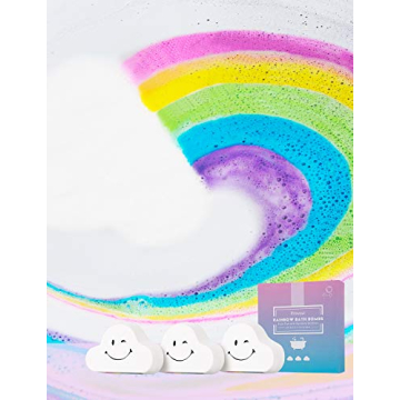 Rainbow Bath Bombs Gift Set, Ribivaul XXXL Size 6.5oz Handmade Bath Bombs with Natural Ingredients, Cloud Bath Bomb with Rich Bubbles for Kids/Women, Great Gift Idea for Mother's Day, Birthday