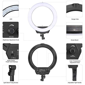 ZOMEi 80-inch Dimmable Bi-Color Ring Light for Photography