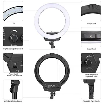 ZOMEi 80-inch Dimmable Bi-Color Ring Light for Photography
