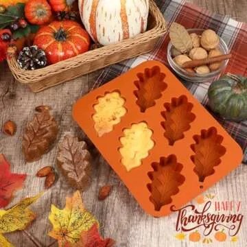 Webake Fall Silicone Molds Maple Leaf Cake Mold, Harvest Cakelet Pan for Autumn Treats, Halloween, T...