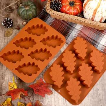 Webake Fall Silicone Molds Maple Leaf Cake Mold, Harvest Cakelet Pan for Autumn Treats, Halloween, Thanksgiving, 2Pcs
