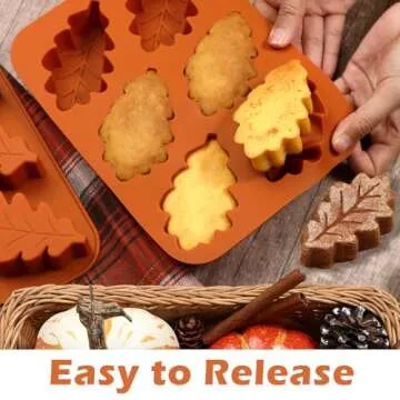Webake Fall Silicone Molds Maple Leaf Cake Mold, Harvest Cakelet Pan for Autumn Treats, Halloween, Thanksgiving, 2Pcs