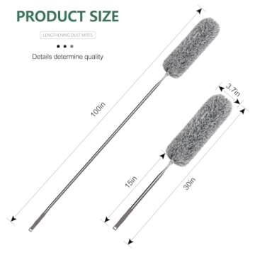 SetSail Extra-Long Dusters with Extension Pole 100-inch for Cleaning, Bendable Microfiber Head Washa...
