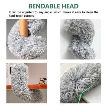 SetSail Extra-Long Dusters with Extension Pole 100-inch for Cleaning, Bendable Microfiber Head Washable Ceiling Fan Duster for High Ceilings, Furniture