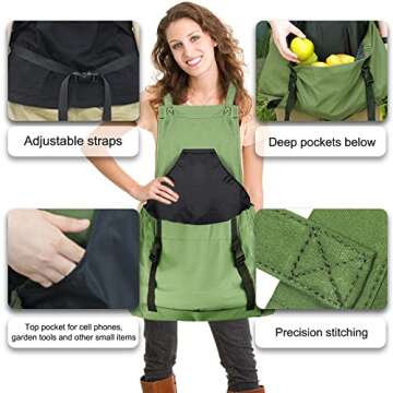 Osznmmg Gardening Apron with Pockets,Gardening Apron for Harvesting Gardening Weeding,Home Cleaning,...