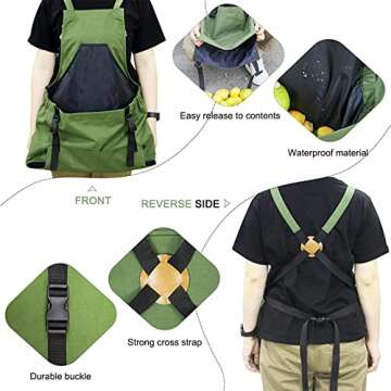 Osznmmg Gardening Apron with Pockets,Gardening Apron for Harvesting Gardening Weeding,Home Cleaning,Waterproof and Adjustable,for Mother's Day Gift